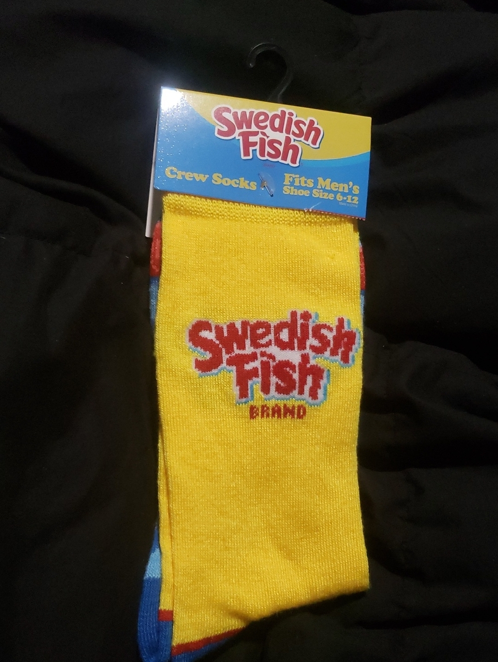 🤯3/$12 Swedish Fish Candy Yellow & Blue Crew Socks New Unisex
